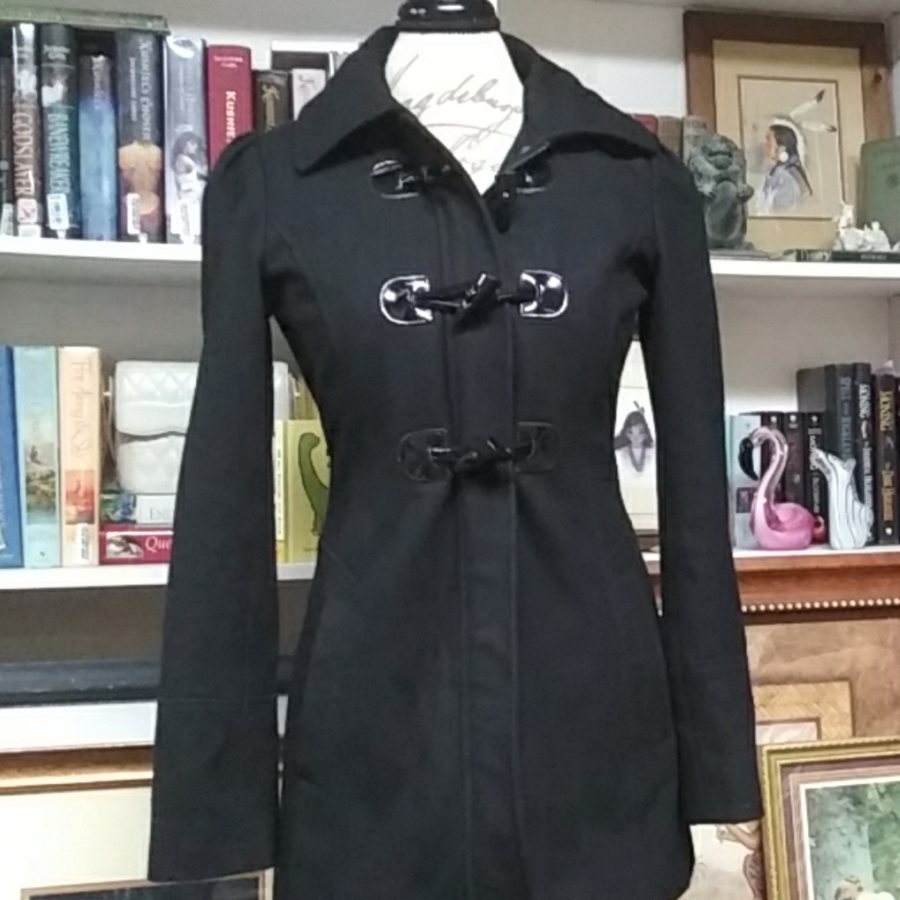 Guess Black Wool Coat Size Small